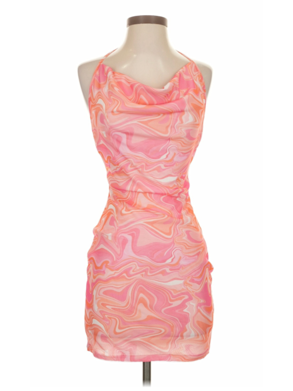 PLT Pink Mini Bodycon Dress with Cowl Neck